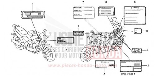 ETIQUETTE DE PRECAUTIONS CB500R de 1994